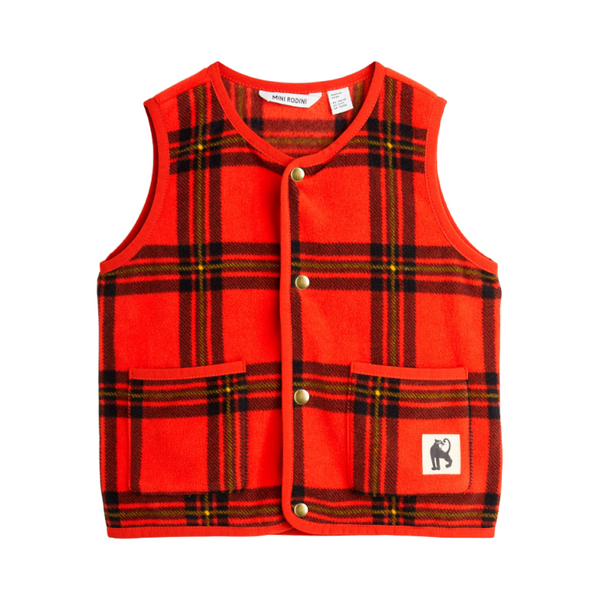 mini rodini check fleece vest