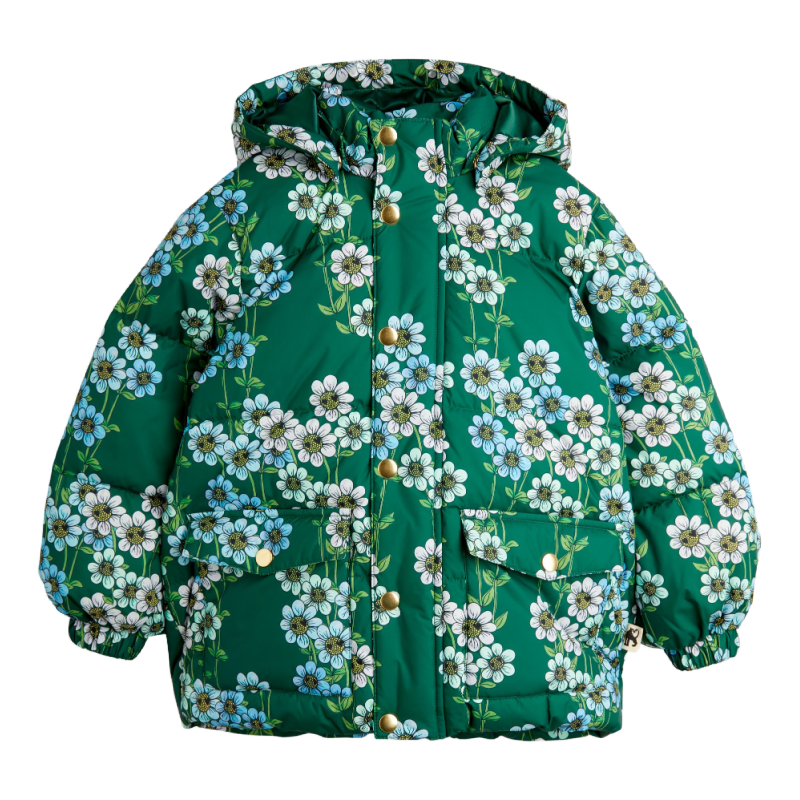 mini rodini daisys aop heavy hooded puffer jacket