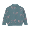 tinycottons bow mockneck cardigan warm blue