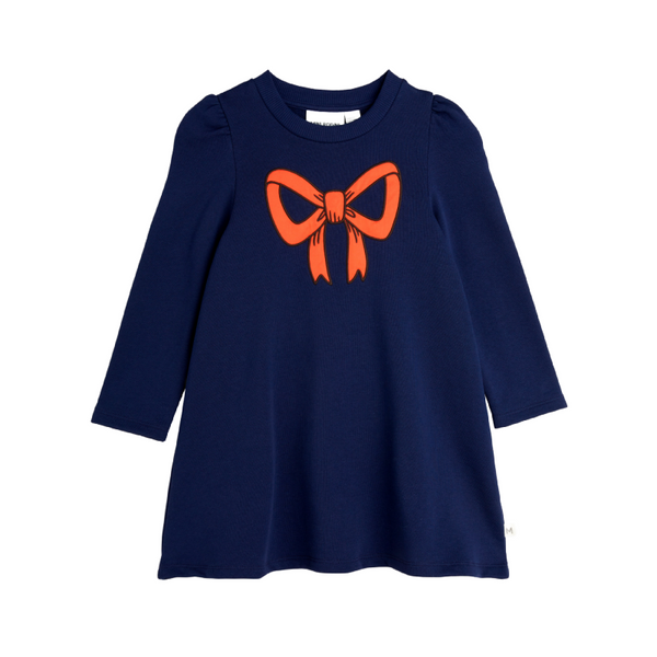 mini rodini bow application sweatdress blue