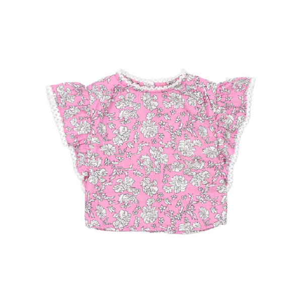 the new society melina baby blouse peony hibiscus print