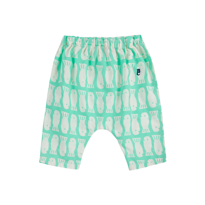 bobo choses lucky fish all over baby woven harem pants light green