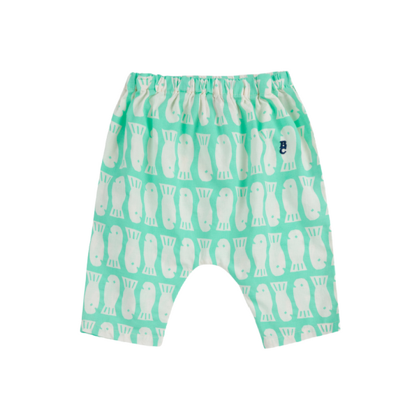 bobo choses lucky fish all over baby woven harem pants light green