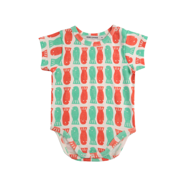 bobo choses lucky fish all over baby body offwhite