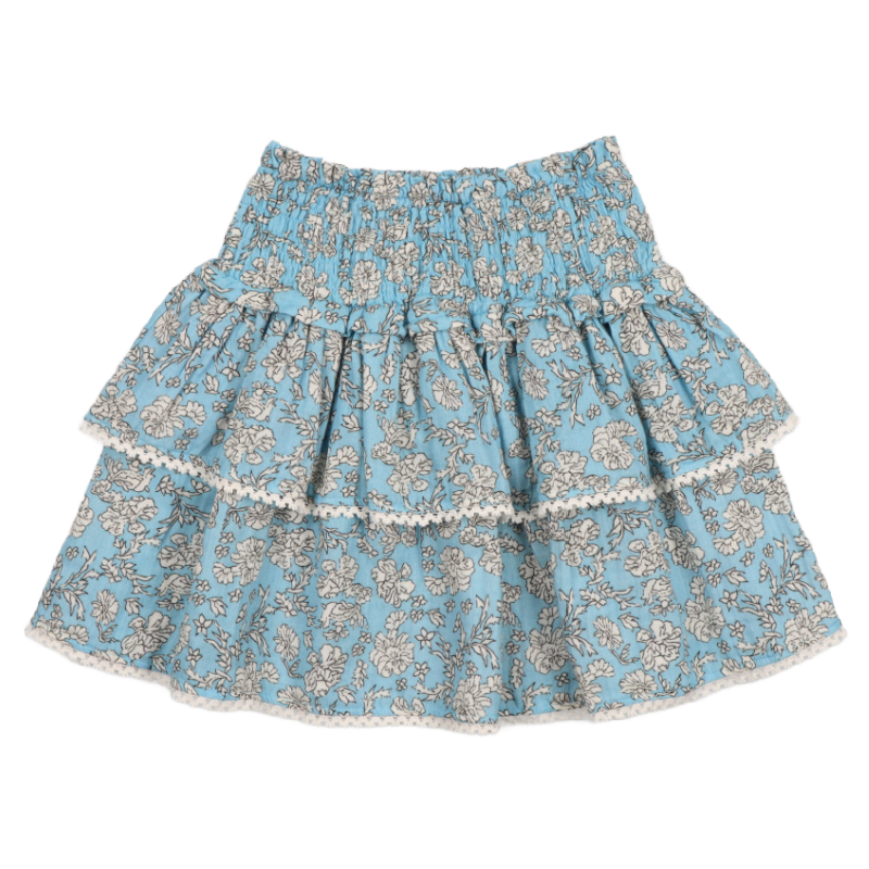 the new society melina skirt peony powder blue print