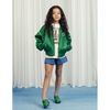 mini rodini note chenille satin baseball jacket green