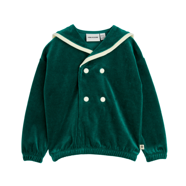 mini rodini sailor velour sweatshirt green