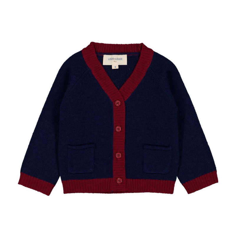 louis louise hubert baby cardigan navy/burgundy – kodomo