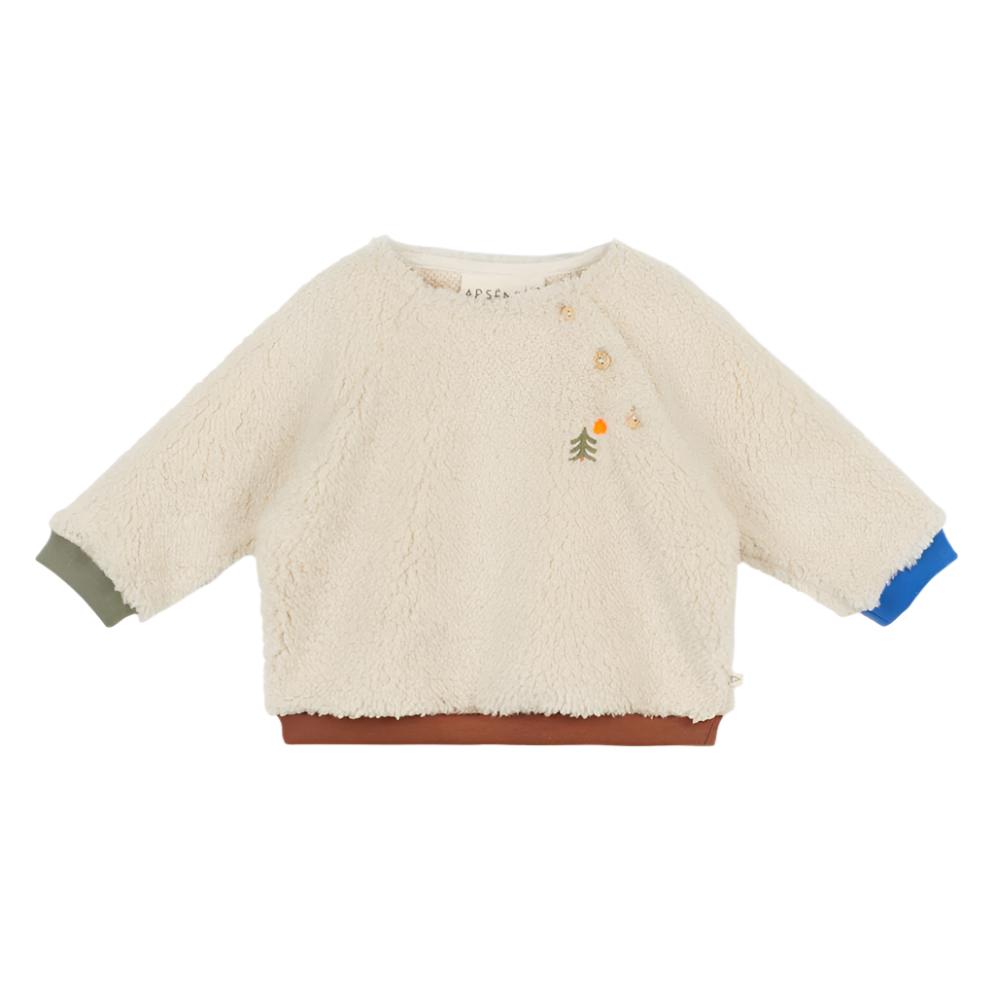 arsene & les pipelettes sherpa baby sweatshirt beige