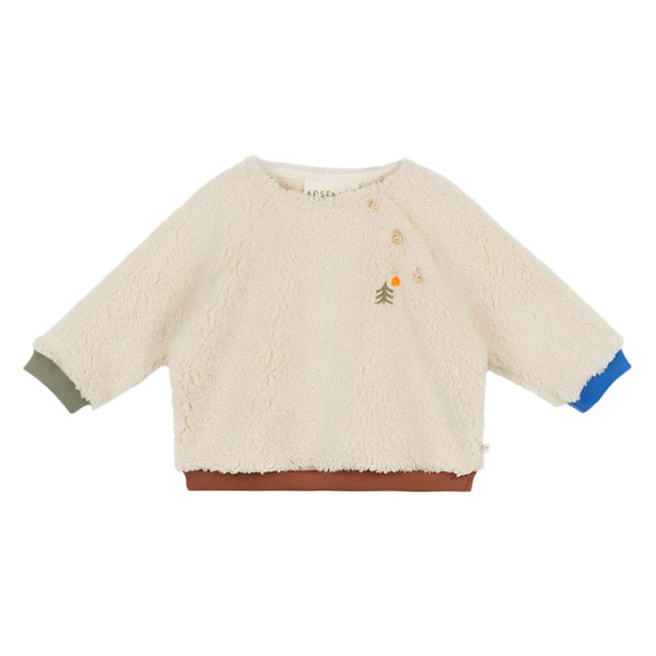 arsene & les pipelettes sherpa baby sweatshirt beige