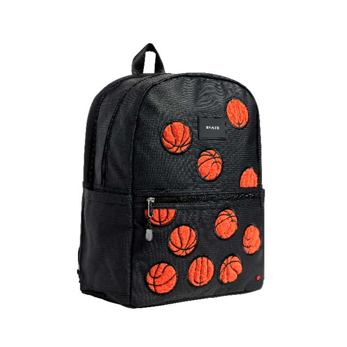 state bags kane kids double pocket backpack fuzzy basketballs