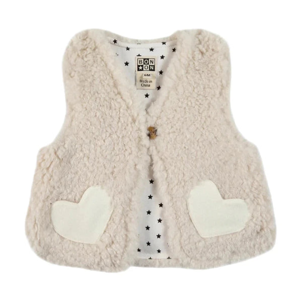 bonton justine faux fur vest