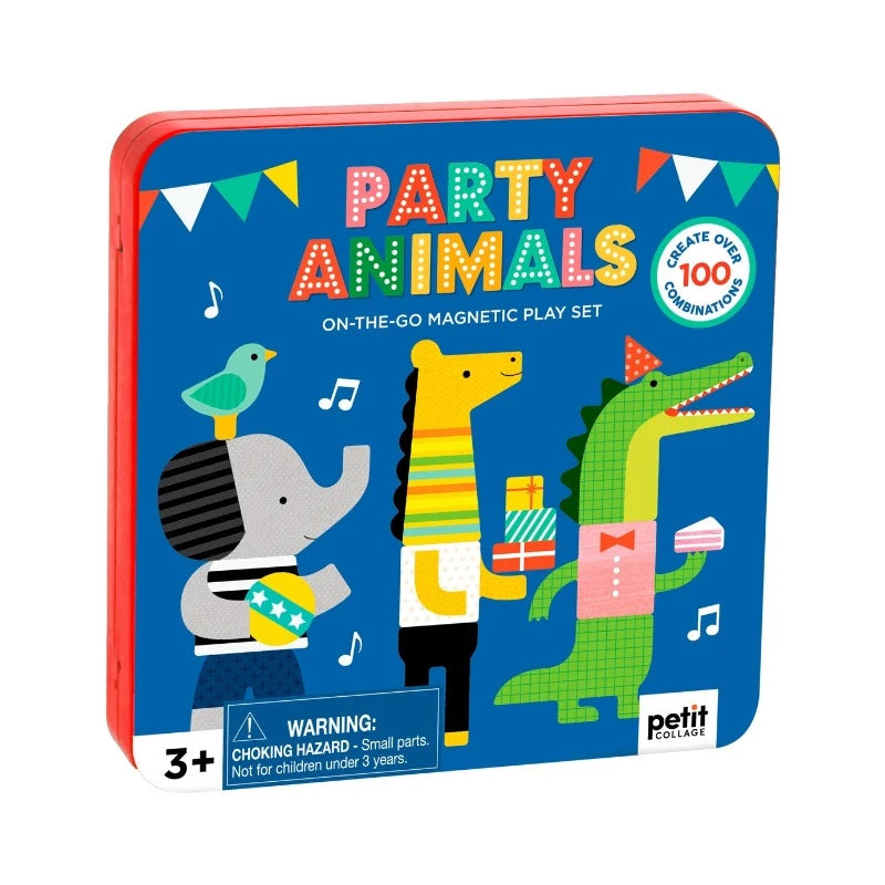 petit collage party animals magnetic play set