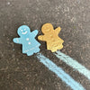 twee gingerbread women sidewalk chalk turquoise/gold