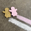 twee gingerbread women sidewalk chalk pink/gold