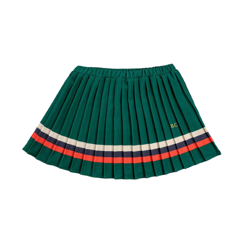 bobo choses stripes pleated woven skirt green