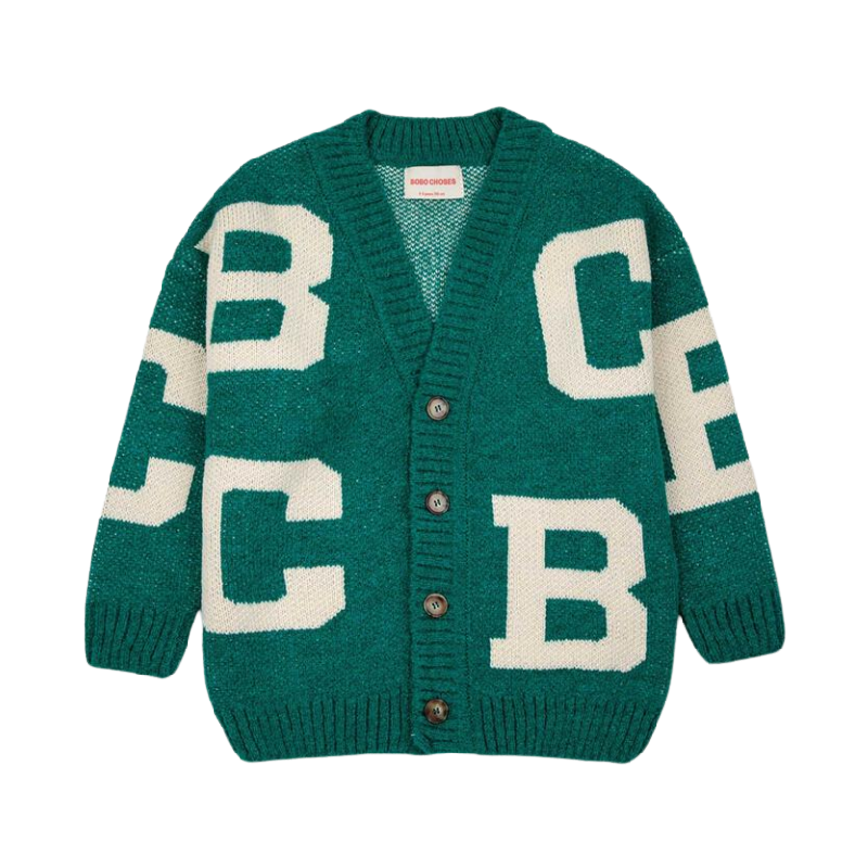 bobo choses b.c all over jacquard cardigan green