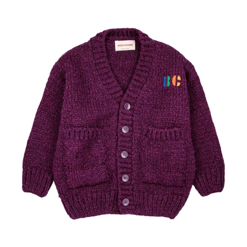 bobo choses big b cardigan plum