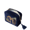 elizabeth scarlett giraffe mother & baby velvet wash bag navy