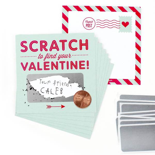 inklings paperie 18 pack scratch-off valentines, kid's valentine's day cards