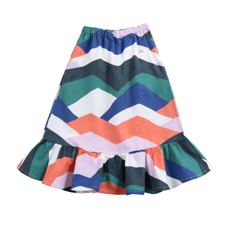 bobo choses multi color block woven midi skirt