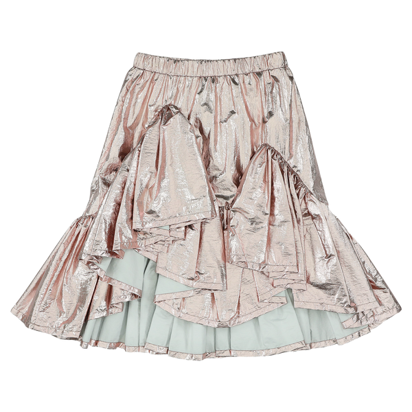 caroline bosmans metallic ruffle skirt pink