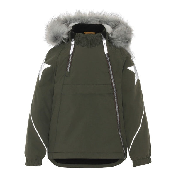 molo hopla fur jacket forest green