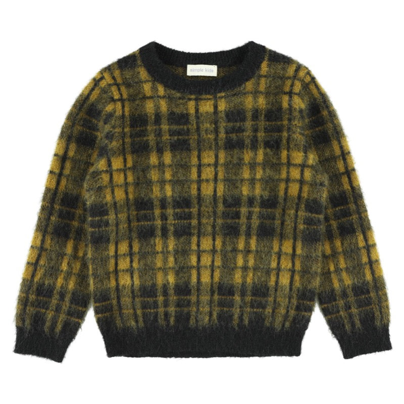 simple kids all check sweatshirt mustard