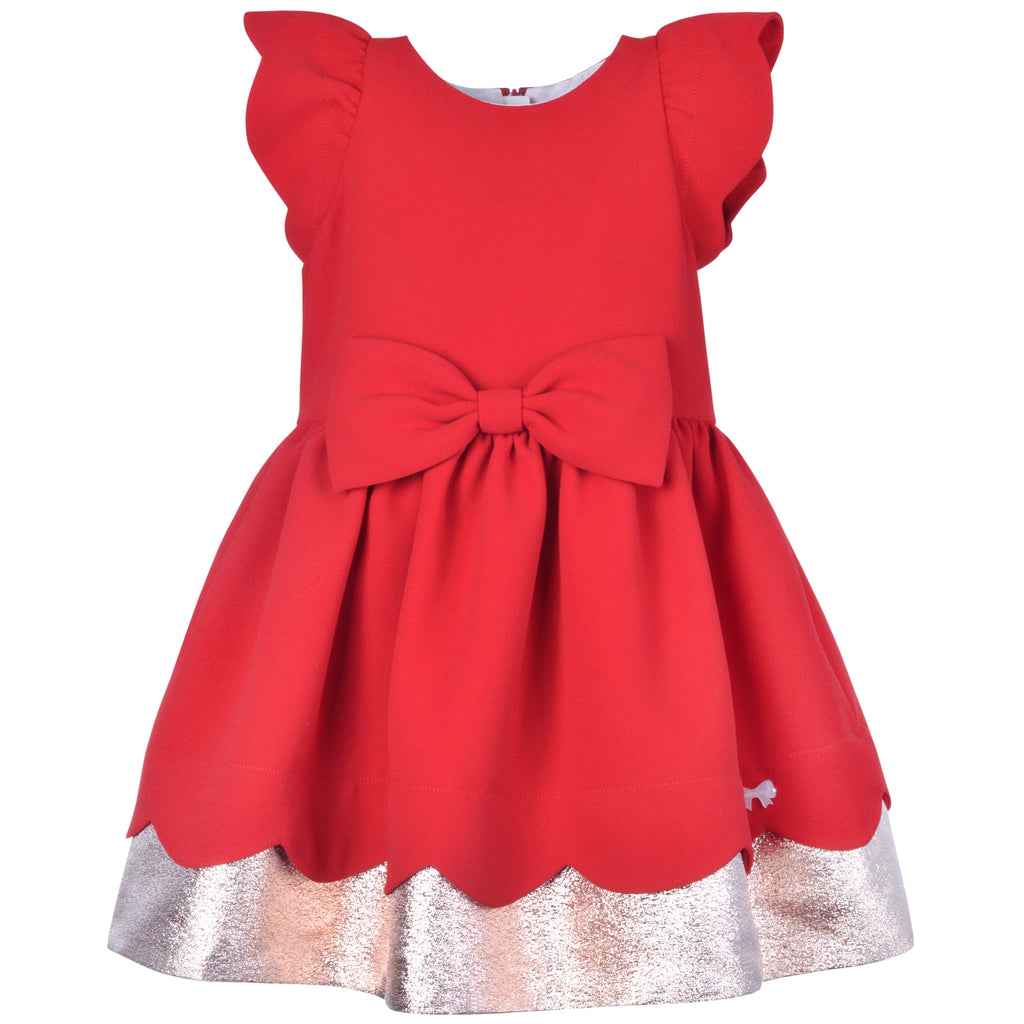 hucklebones scalloped bodice dress crimson/rose gold - kodomo boston, fast shipping