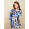 mini rodini horses woven dress blue