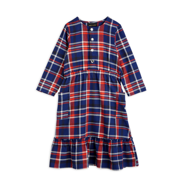 mini rodini flannel check woven dress navy