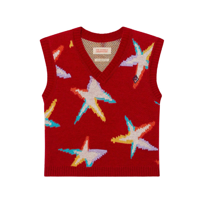 the animals observatory stars bat kids vest red