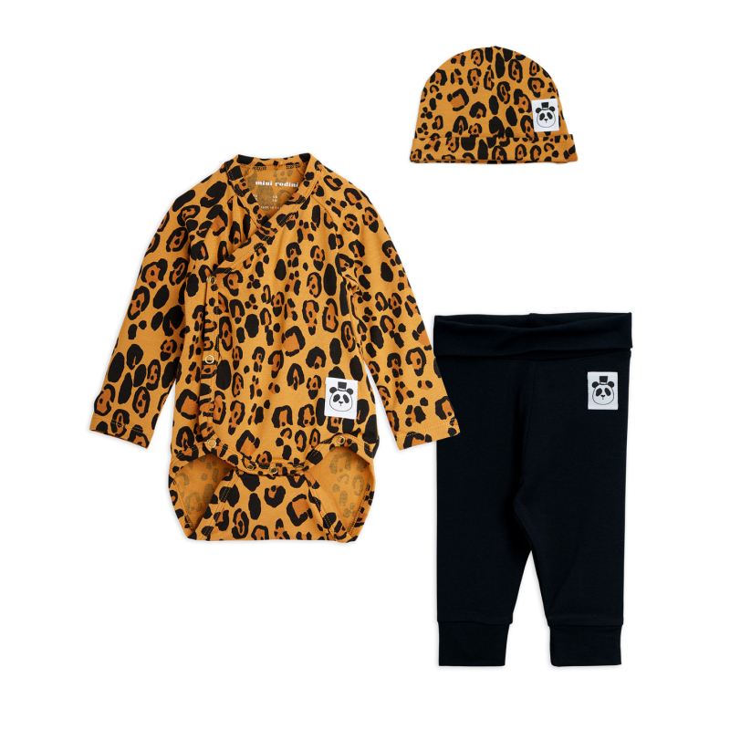 mini rodini basic leopard baby set beige/black – kodomo