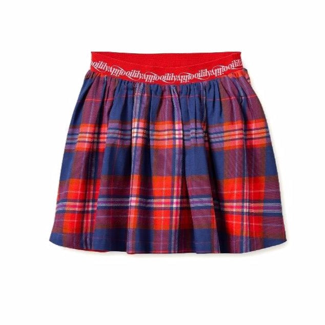 oilily sunday skirt treasured check blue, girls plaid print skirts