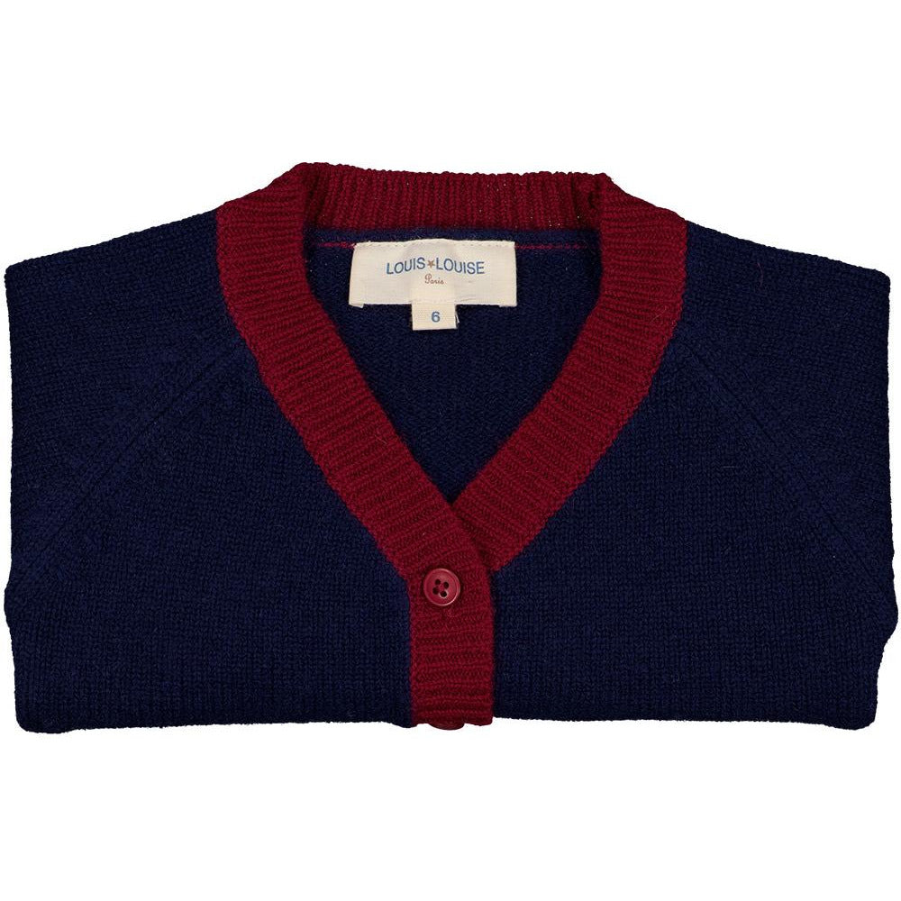 louis louise hubert baby cardigan navy/burgundy – kodomo