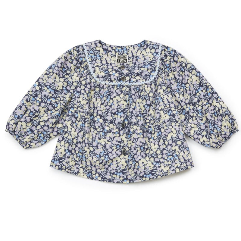 bonton hearts liberty baby blouse blue