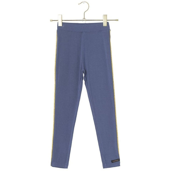 a monday in copenhagen laura leggings blue indigo, girls bottoms, glitter stripe detail