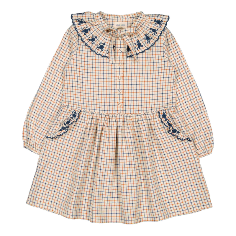 louis louise caro dress twill check cream