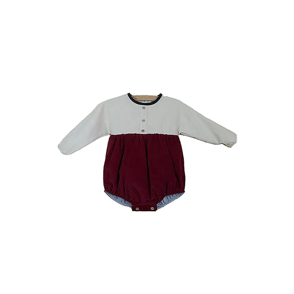 popelin burgundy long sleeve romper suit