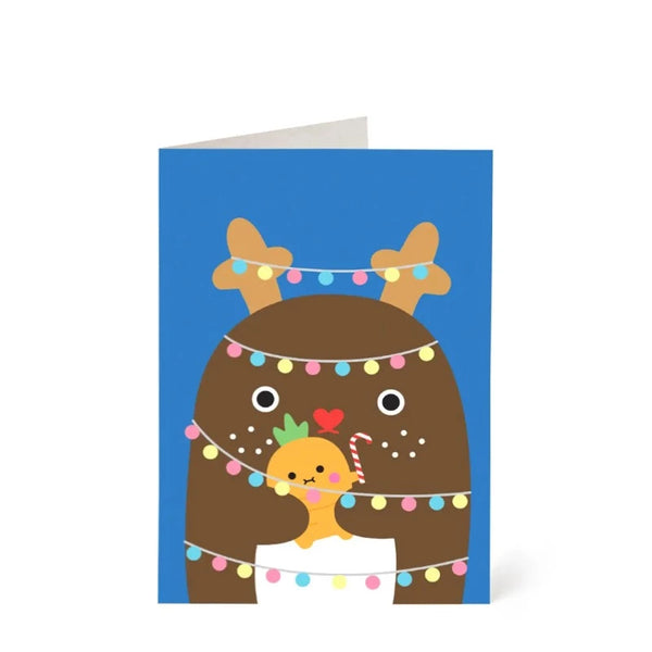 noodoll ricemousse reindeer greeting card