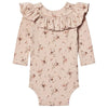 marmar copenhagen bibi baby bodysuit millefleur, babies onesies, floral print with ruffle