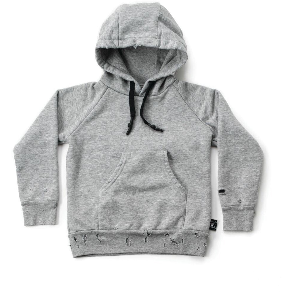 nununu torn hoodie heather grey - kodomo