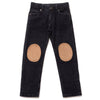 bonton velvet pants charcoal, kids corduroy bottoms, tan patch