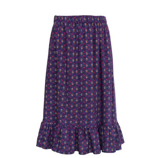 paade mode viscose skirt sage purple, girls bottoms, all over patterned skirts with ruffle